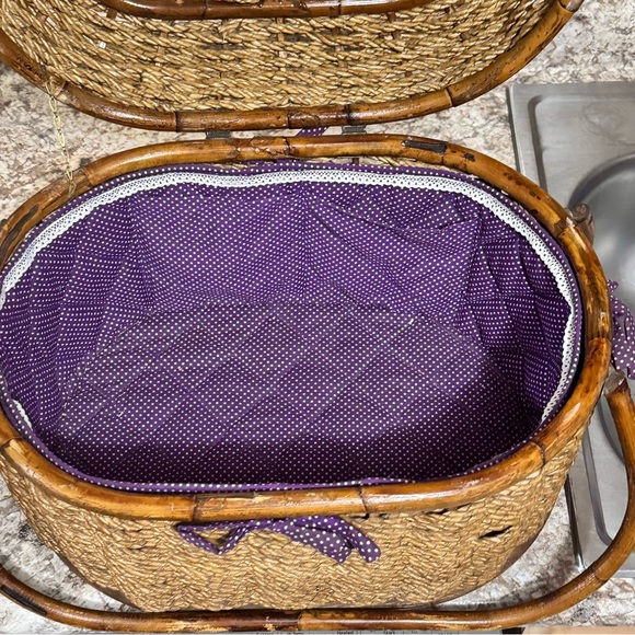 Woven Basket with Purple Lining & accent - Picture 8 of 16
